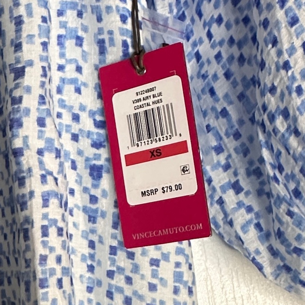 Vince Camuto Blue and White Blouse, XS - Picture 2 of 6